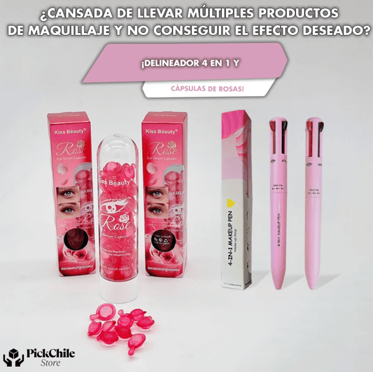 Delineador Multifunción 4 en 1 - Luce un maquillaje Perfecto - Cápsulas de Rosas